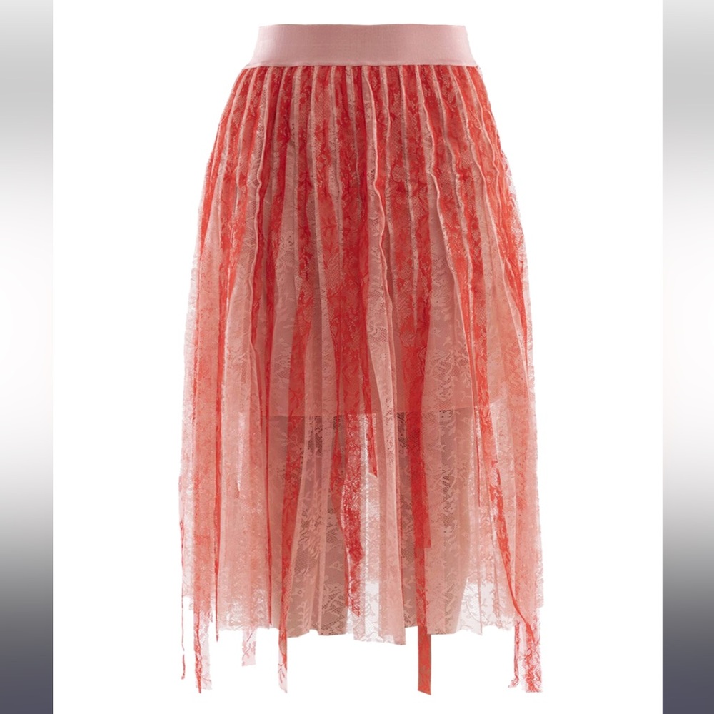 PINKO Nervoso lace skirt tulle boho pink red small - Picture 6 of 12
